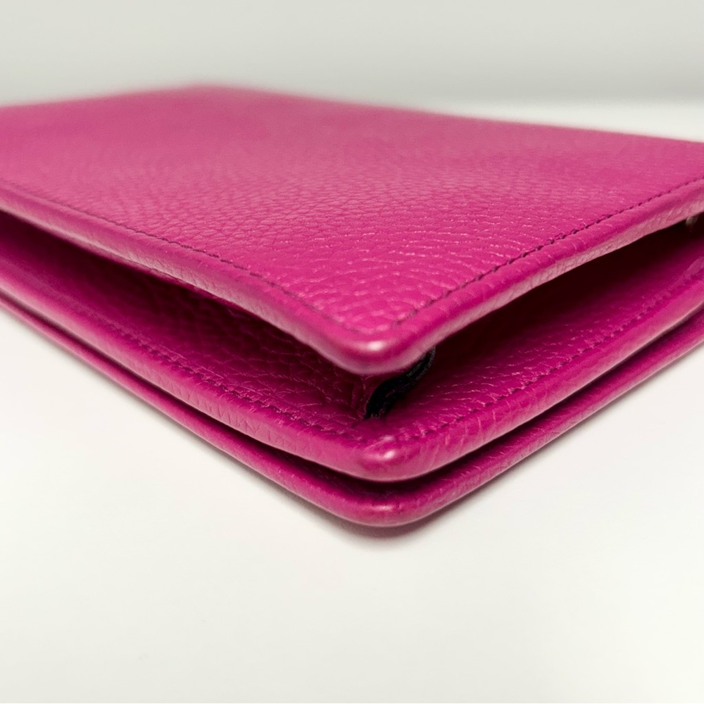 GUCCI Mini Soho Pebbled Leather Wallet On Chain Crossbody Bag Magenta Hot Pink - Picture 10 of 16